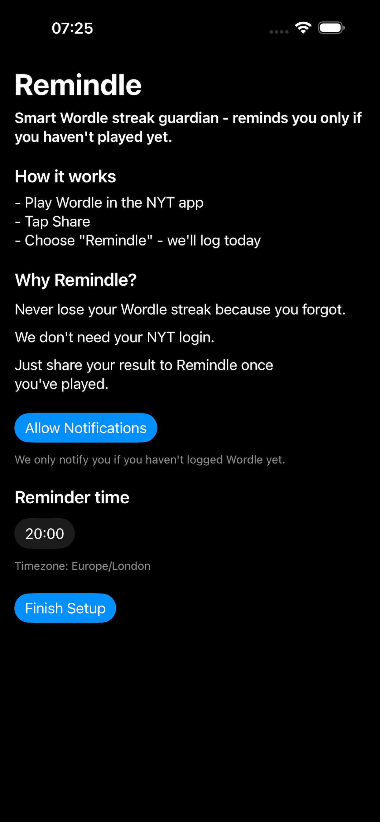 Remindle onboarding screens